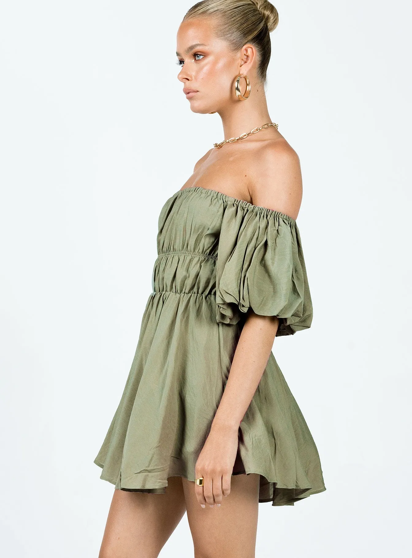 Bright Pop Halton Mini Dress Khaki