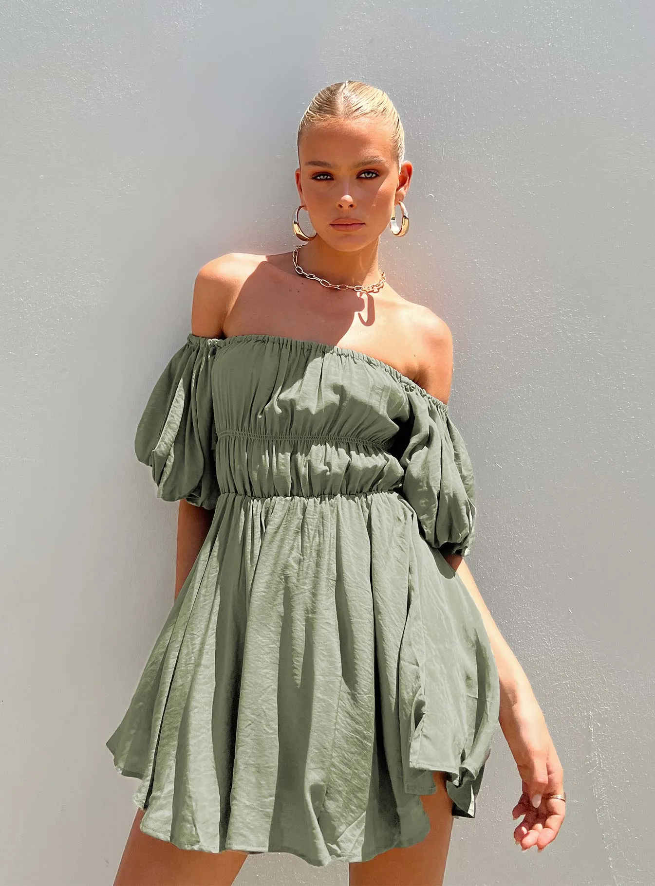 Halton Mini Dress Khaki Mini for a night out Shine Rush
