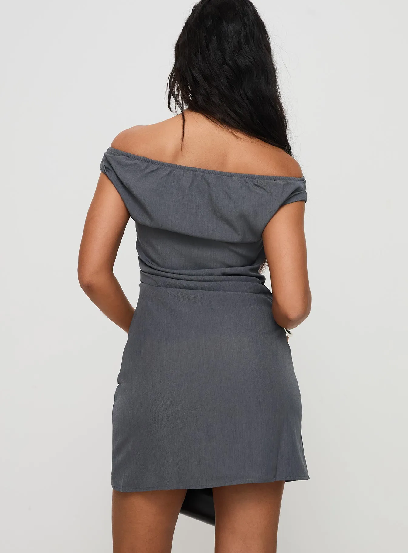City Soft Invisible Zipper Closure Horizons Mini Dress Grey