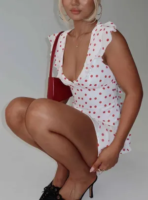 I Guess So Mini Dress White / Burgundy Trend Glow
