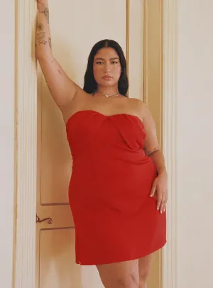 Irena Strapless Mini Dress Red Curve Edge Warm