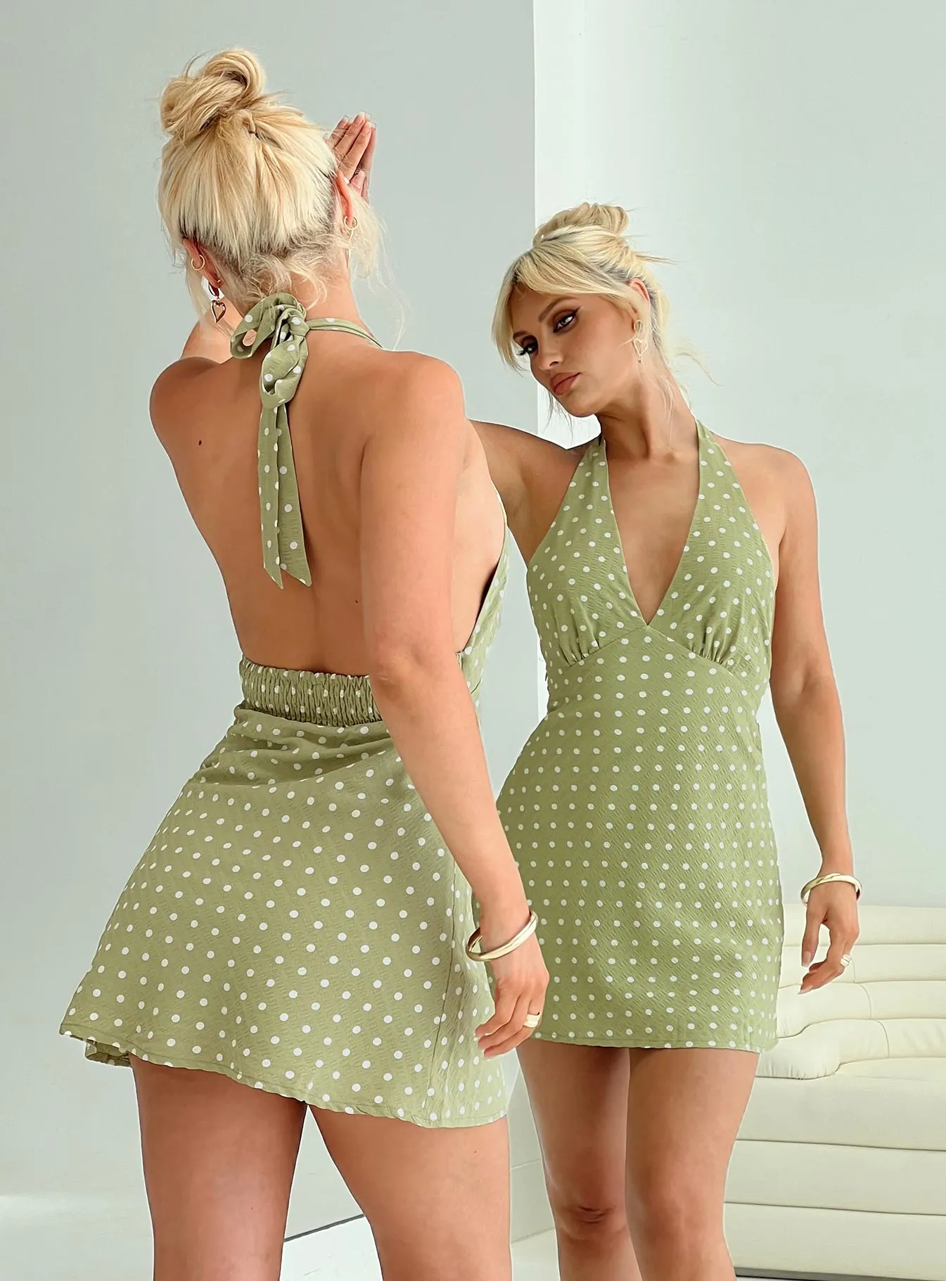 Kopra Halter Mini Dress Green High Breathability