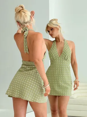 Kopra Halter Mini Dress Green High Breathability