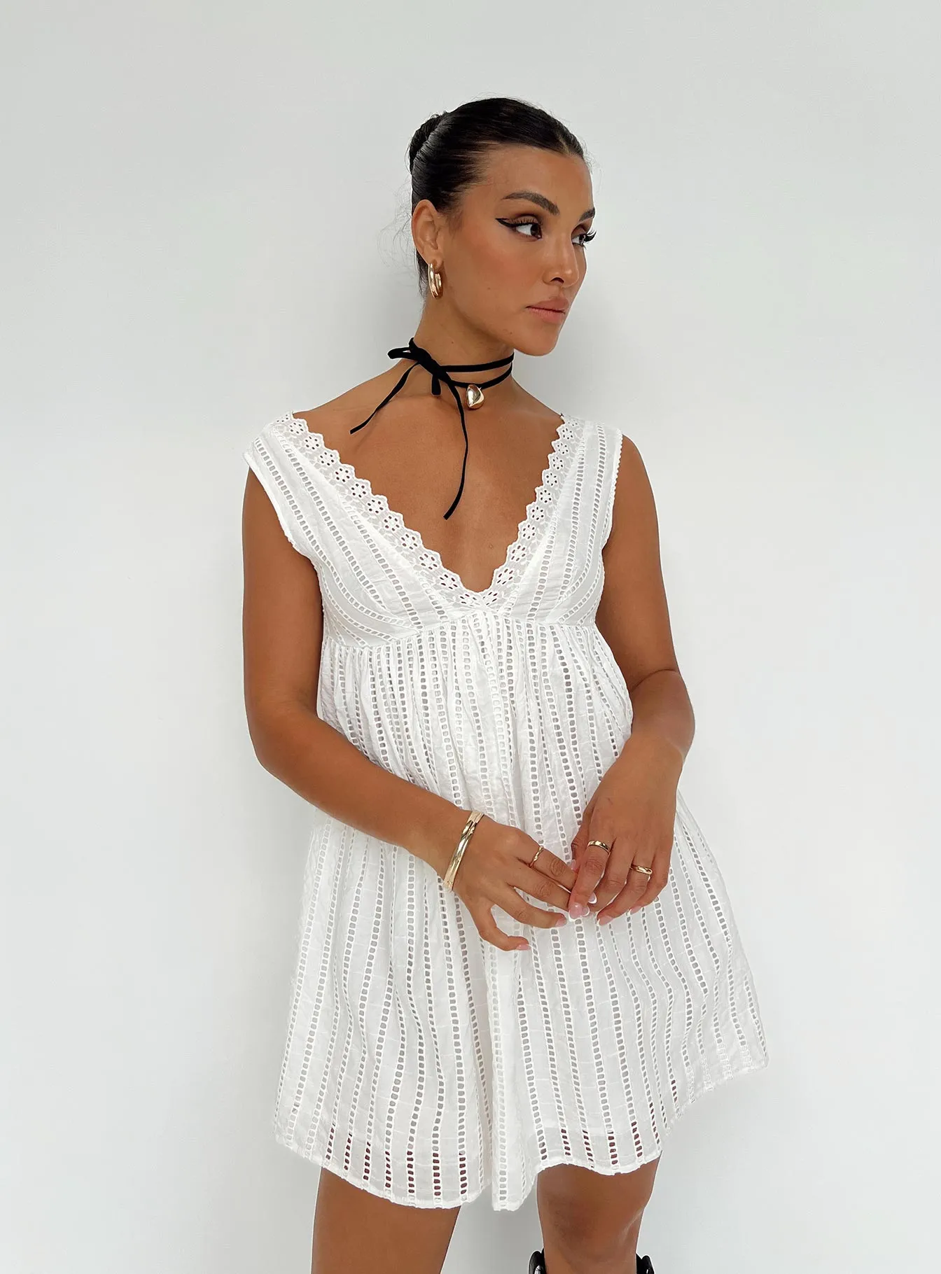 Floral design Laney Mini Dress White