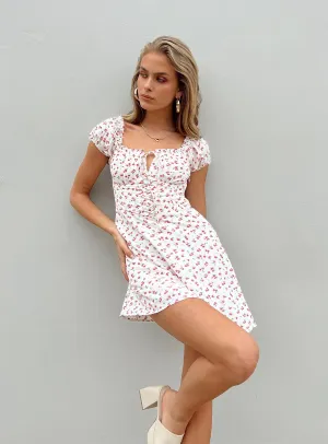 Charming Prints Tiered Design Lidia Mini Dress White Multi