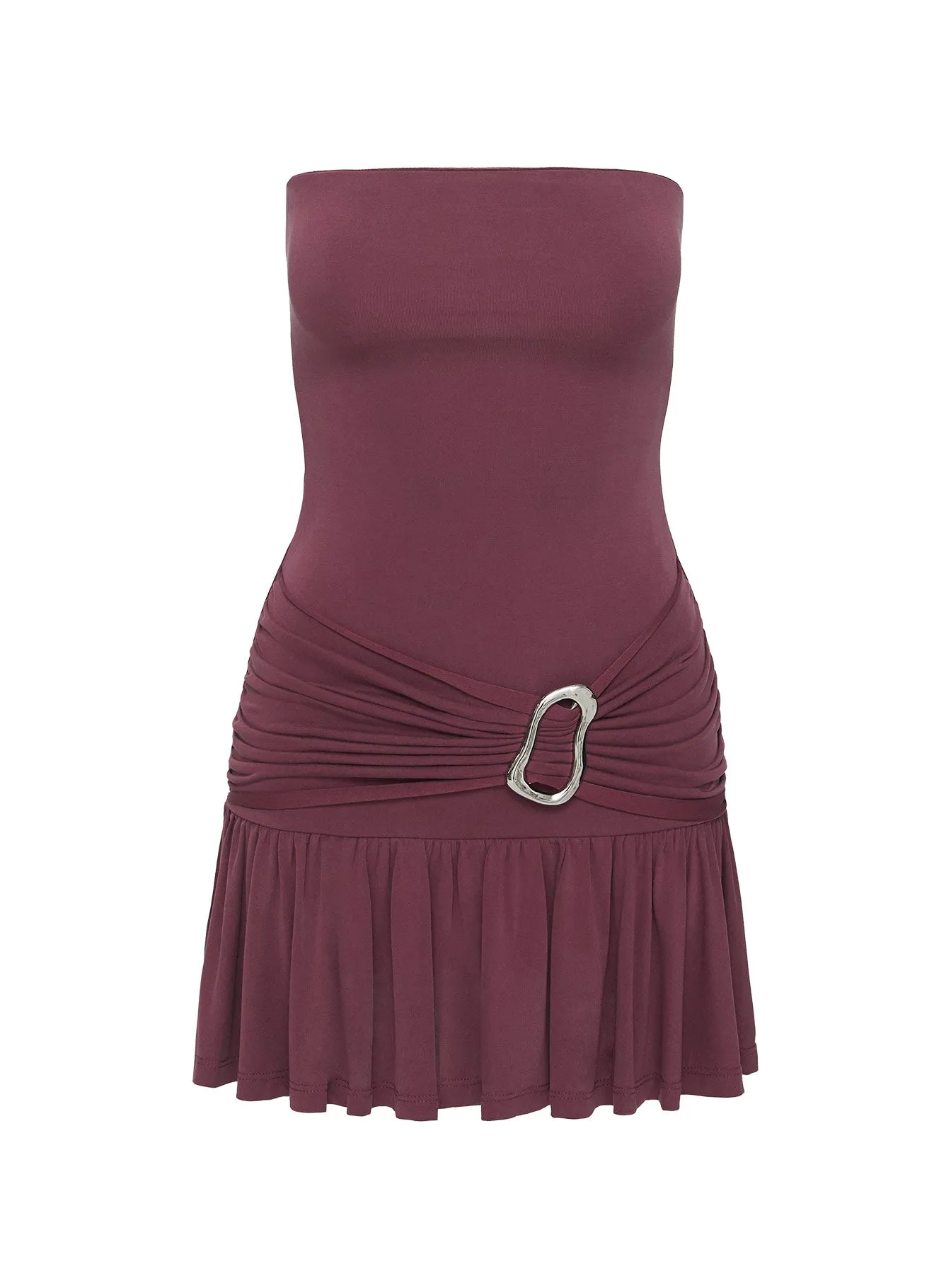 Love Lingers Strapless Mini Dress Burgundy Summer Fashion