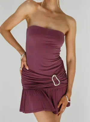 Love Lingers Strapless Mini Dress Burgundy fun mini