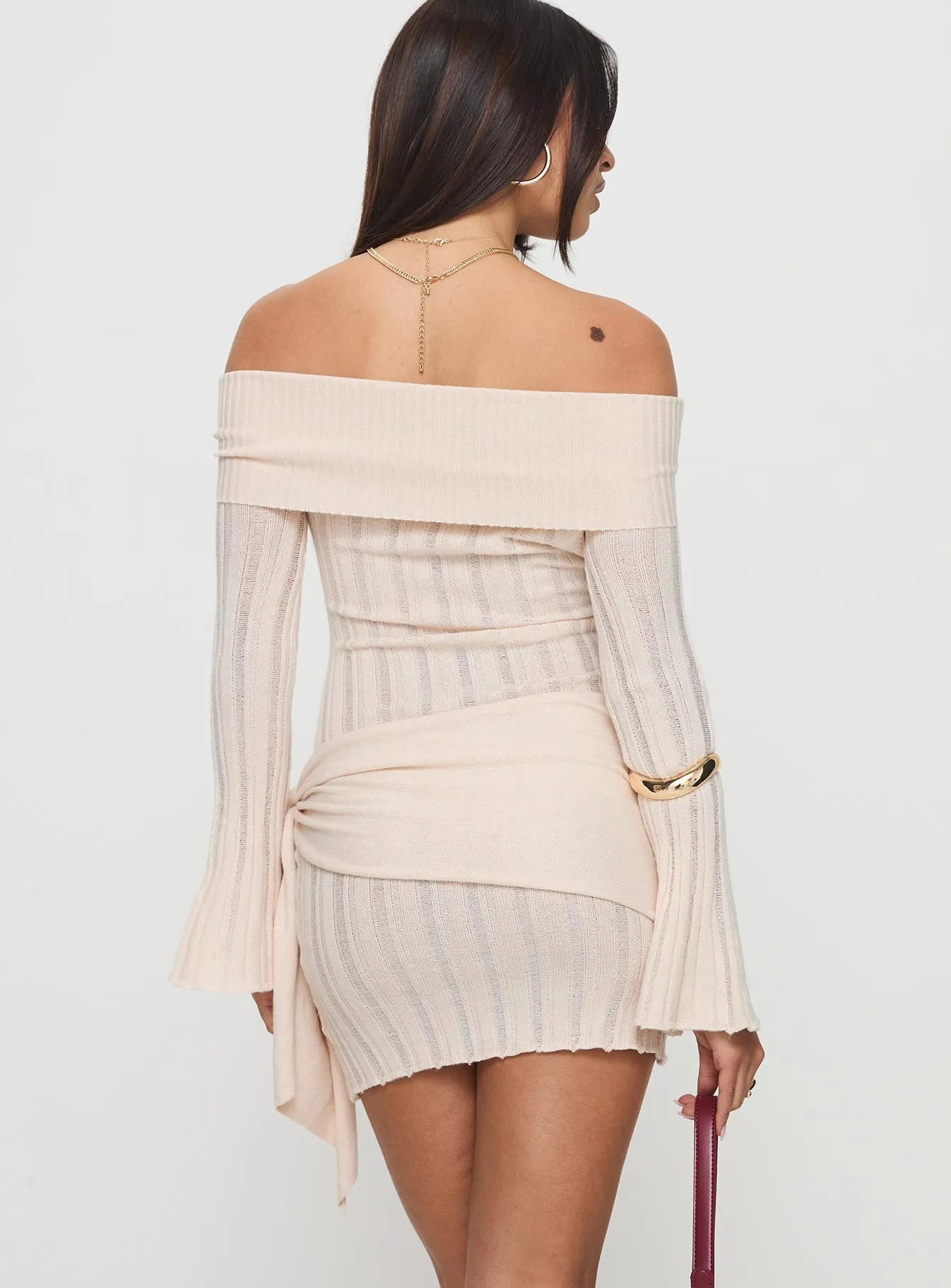 Oalie Off The Shoulder Mini Dress Cream Relaxed Contour