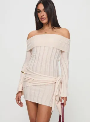 Oalie Off The Shoulder Mini Dress Cream Light Fit