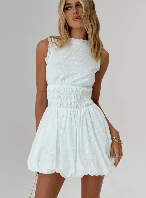 Bold Glow Flattering Fit Vittoria Bubble Hem Mini Dress White