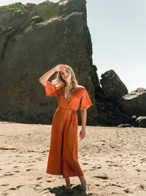 ReinforcedHem Lola Wrap Dress - Rust