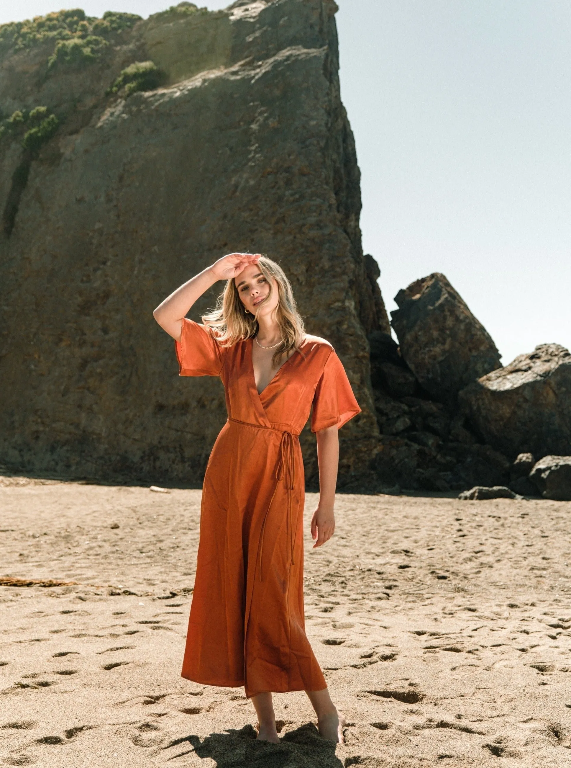 ReinforcedHem Lola Wrap Dress - Rust