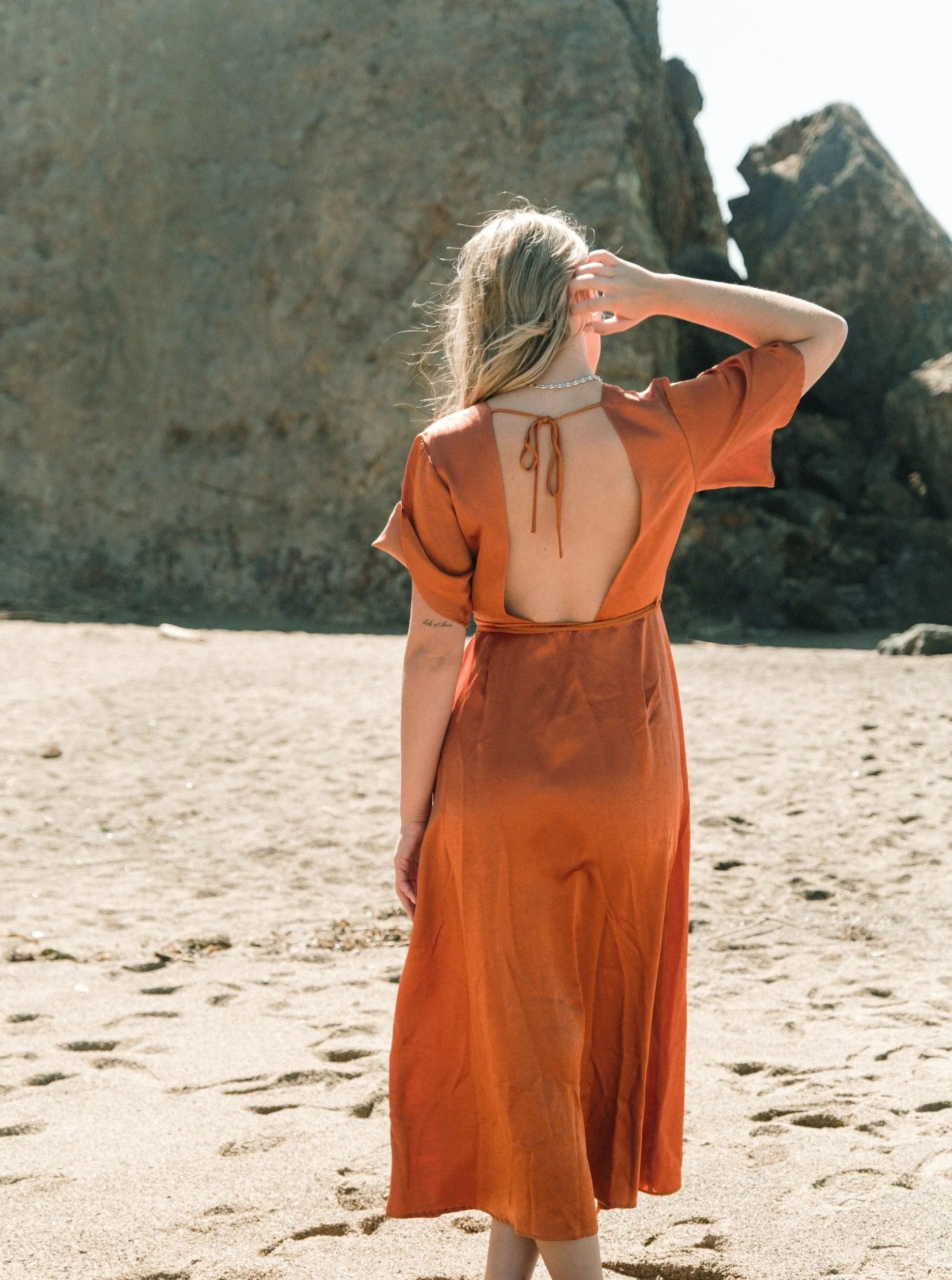 Work Safe Lola Wrap Dress - Rust
