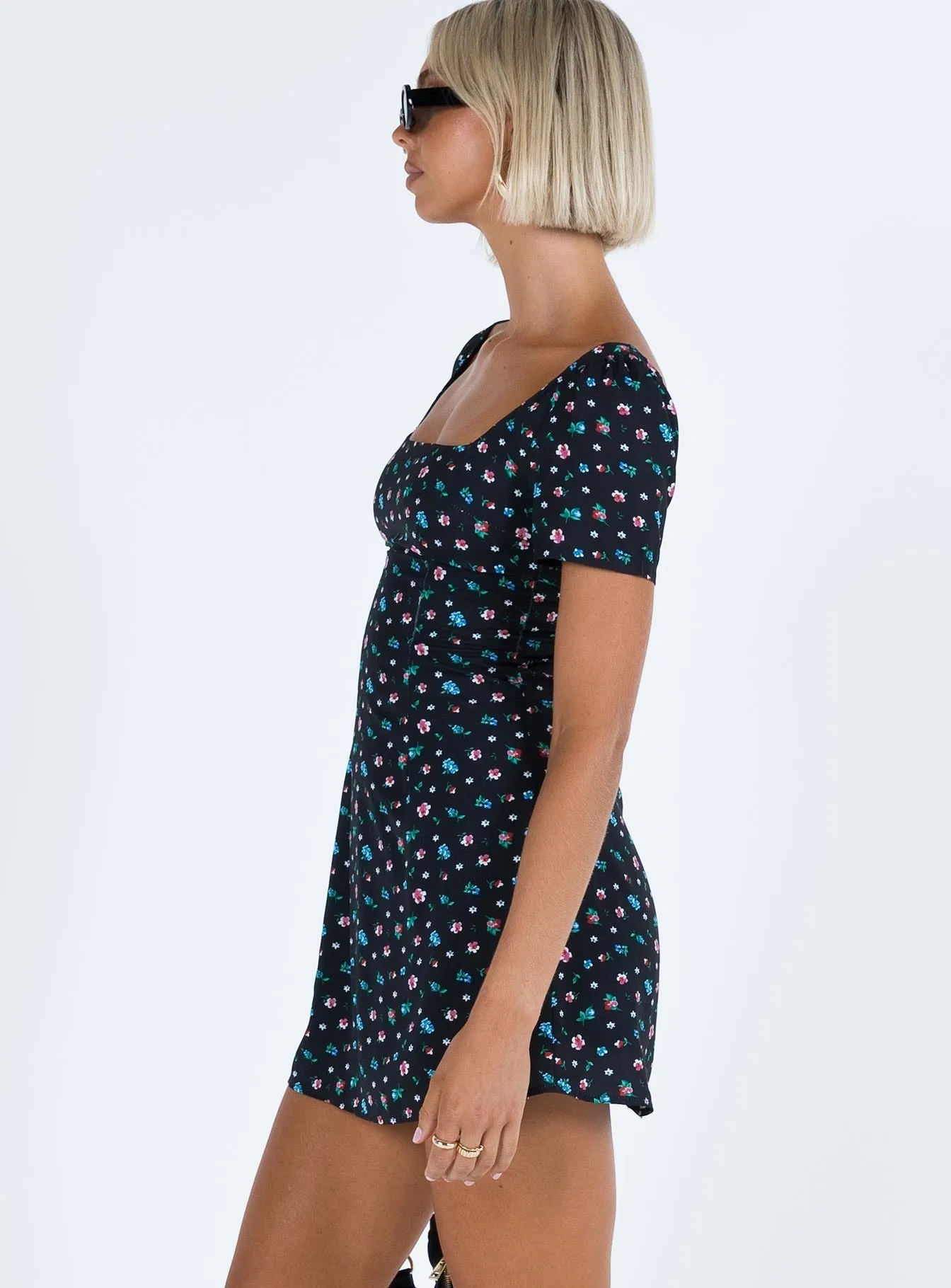 Hastings Mini Dress Black Floral Trendy boho-inspired mini Versatile Wear
