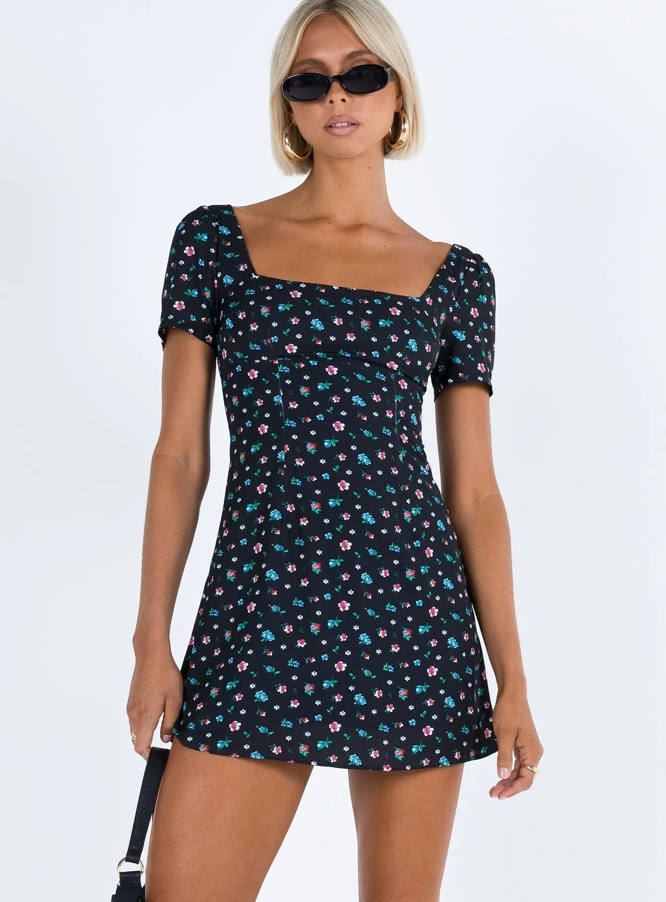 Hastings Mini Dress Black Floral Scene Cool