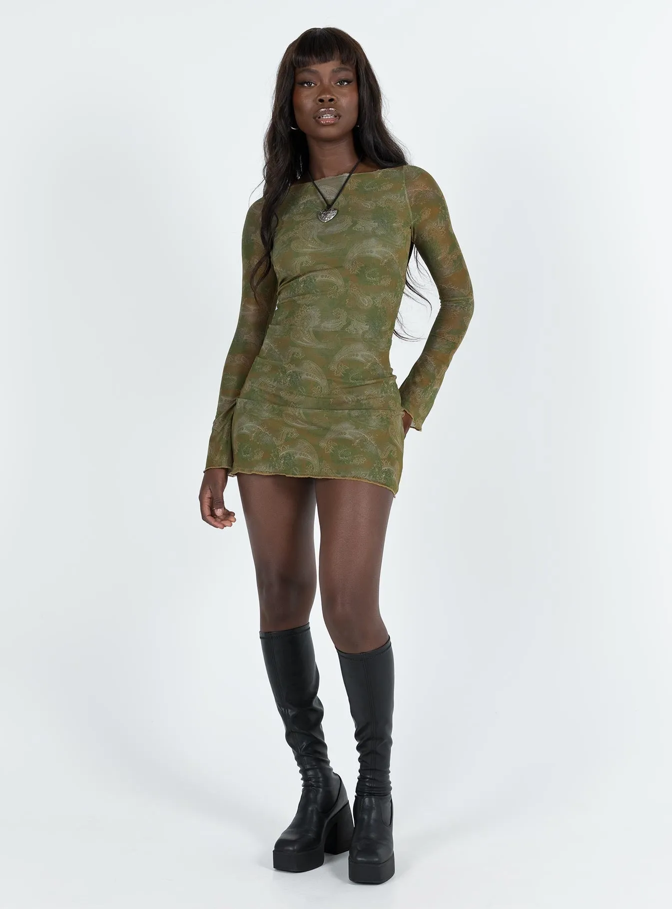 Sevila Mini Dress Paisley Green Bright Pop