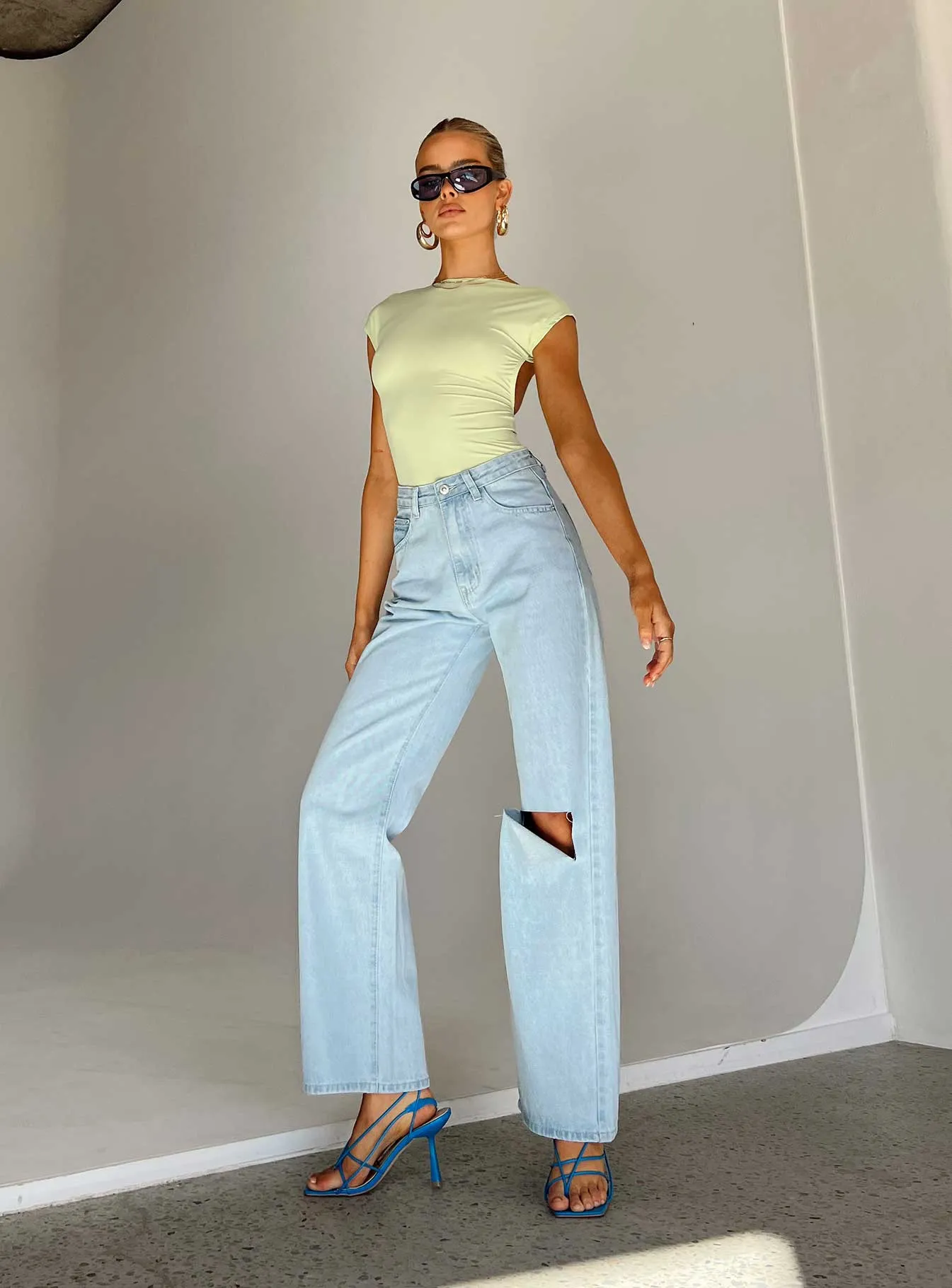 Sevina Wide Leg Denim Jeans Light Wash Daily Wear Breathable Classic Spring Mood Trendy