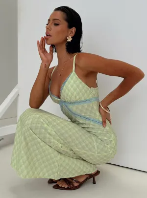 Opal Glow River Walk Leabella Maxi Dress Green Check