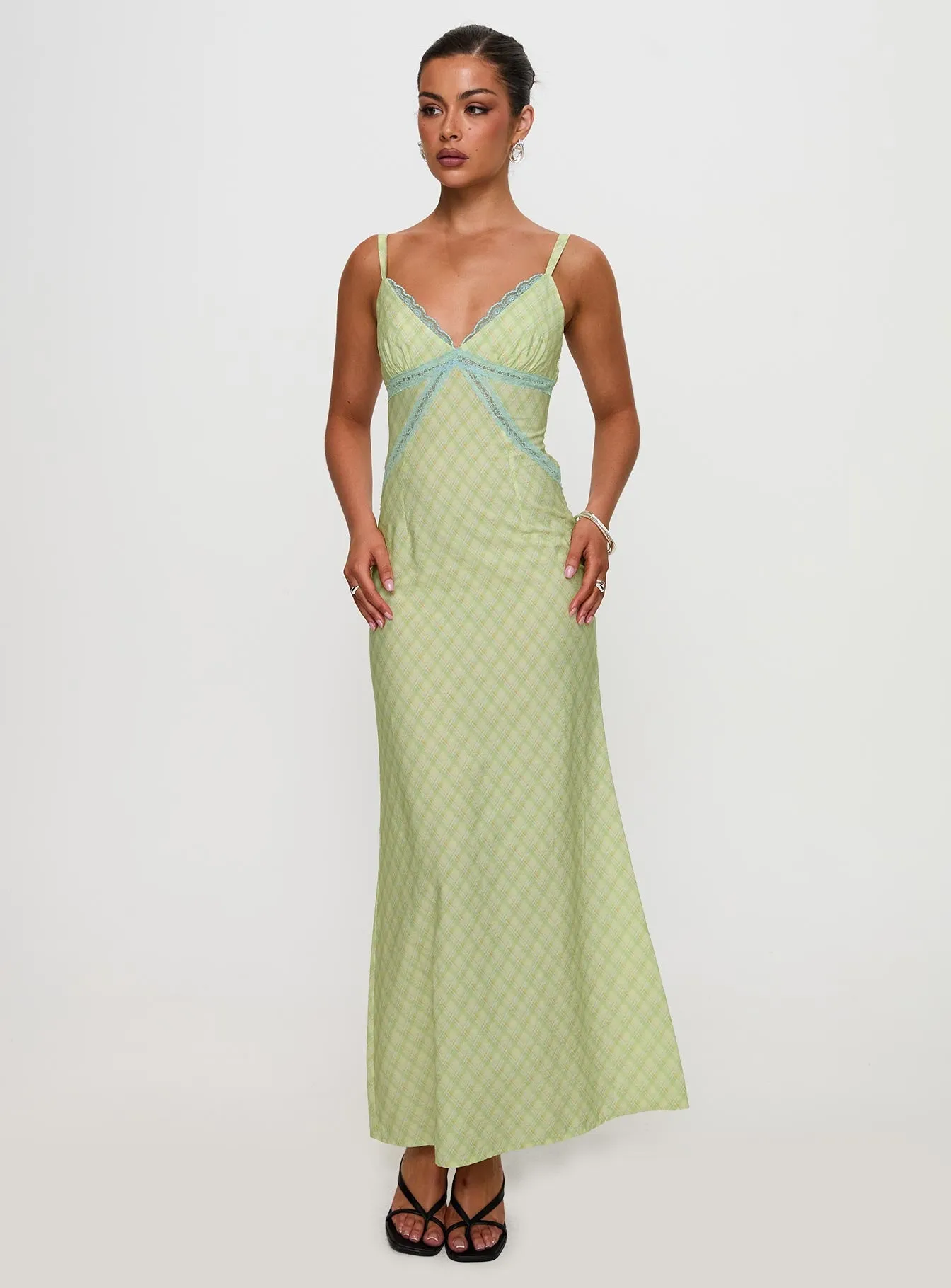 Desert Light Timeless and classic maxi Leabella Maxi Dress Green Check