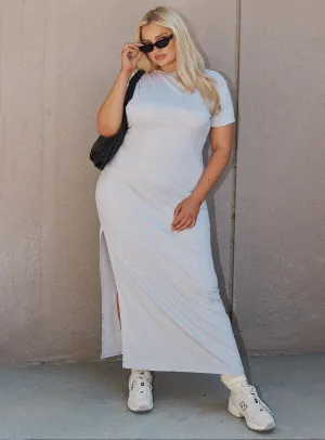 Lex Maxi Dress Grey Curve Fringe Glow