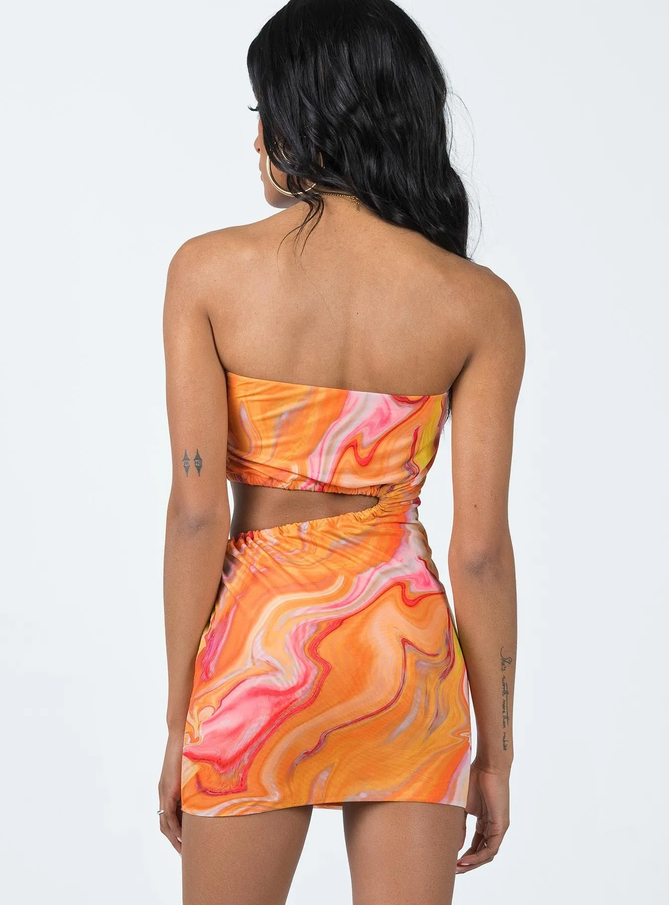 Baxia Mini Dress Orange Fast Life Trendy Mood
