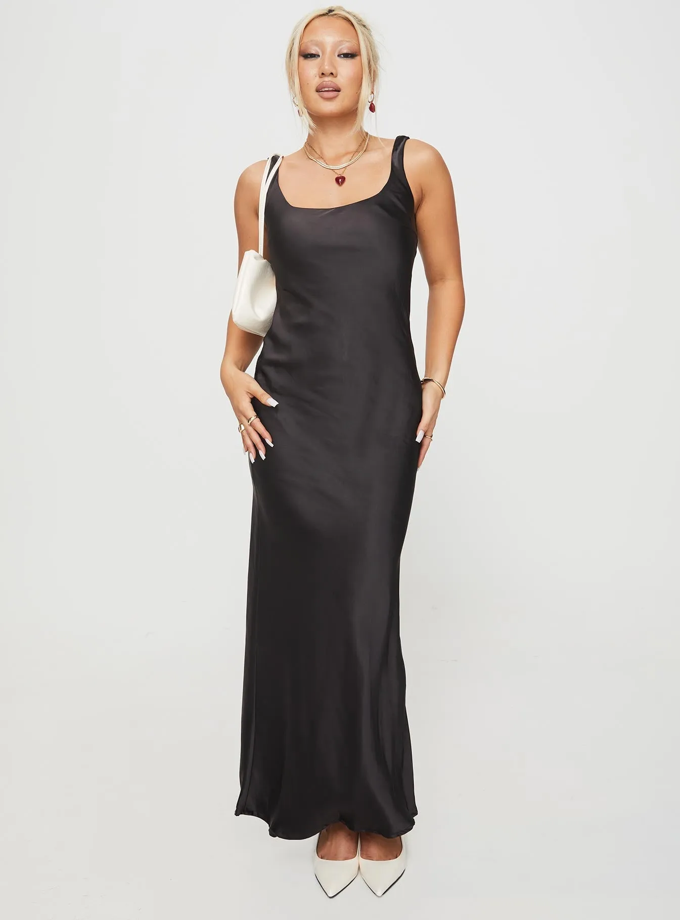 Italian Ease Penelopy Bias Cut Maxi Dress Black