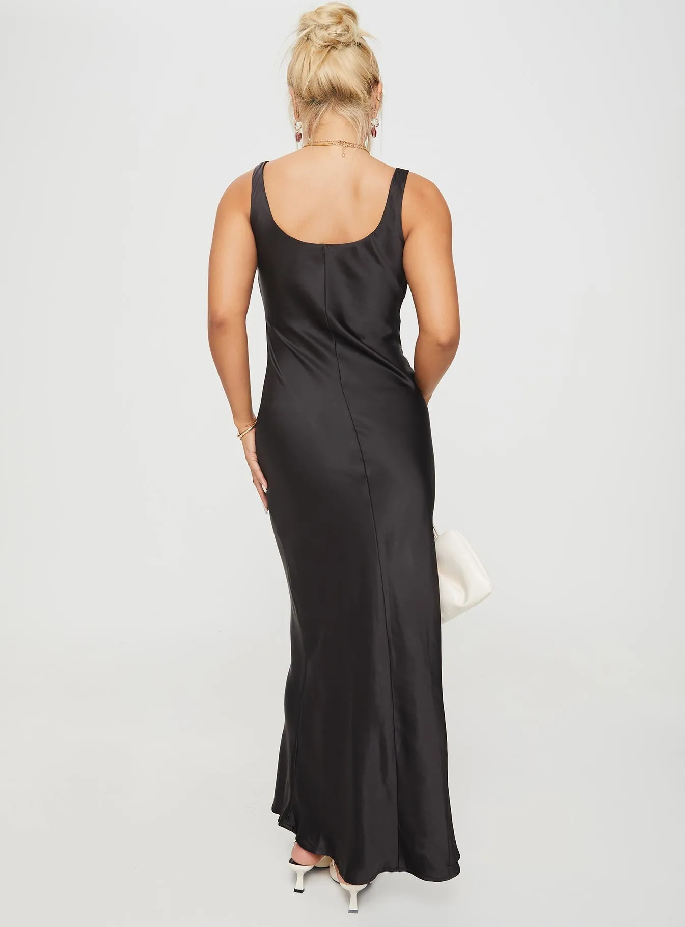 Flare Bottom Penelopy Bias Cut Maxi Dress Black