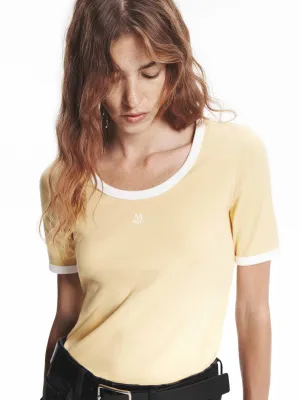 Summer Favorite Fashionable Piece Contrast Detail Fitted T-shirt