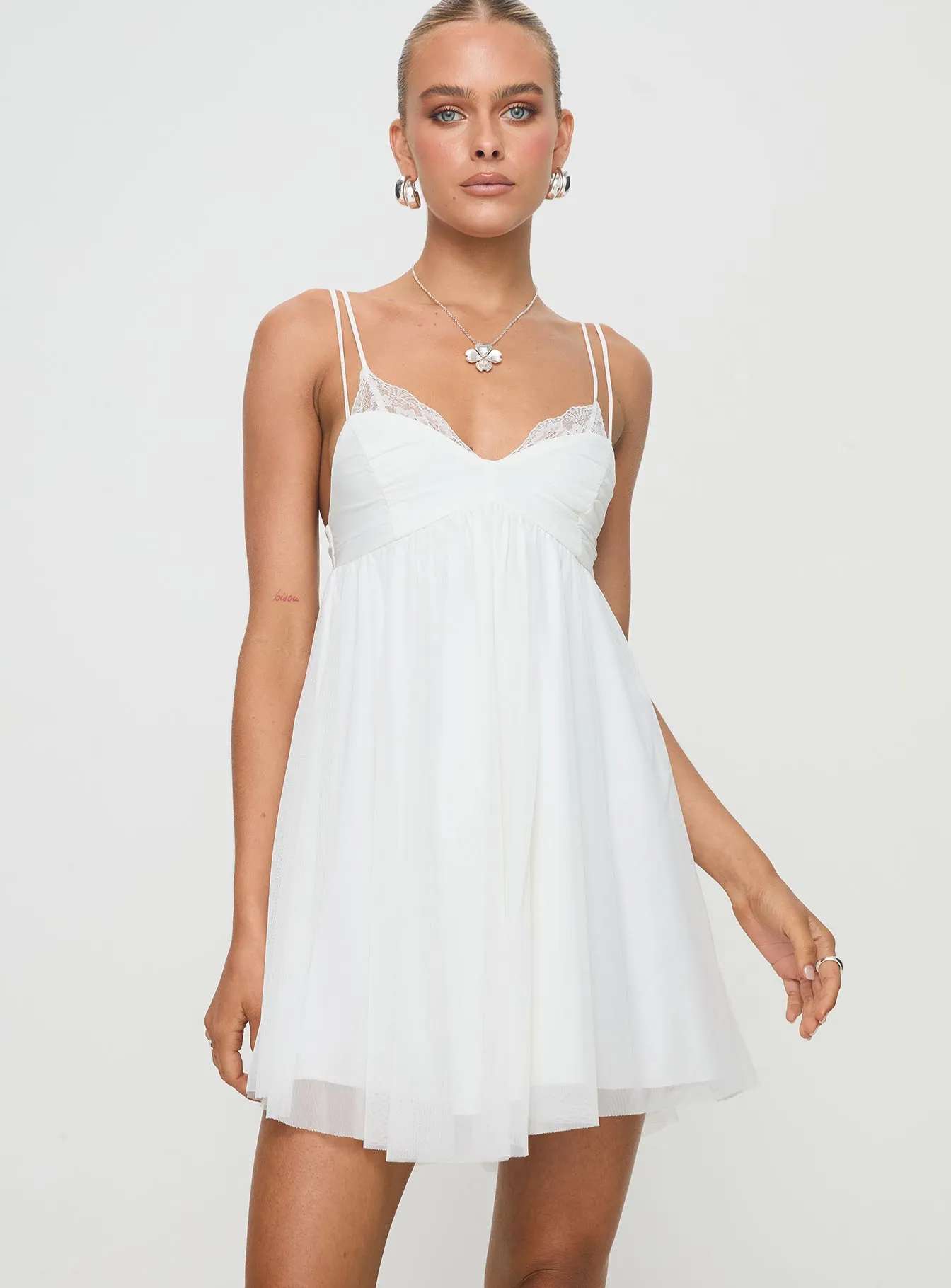 Corella Mini Dress White Model Off