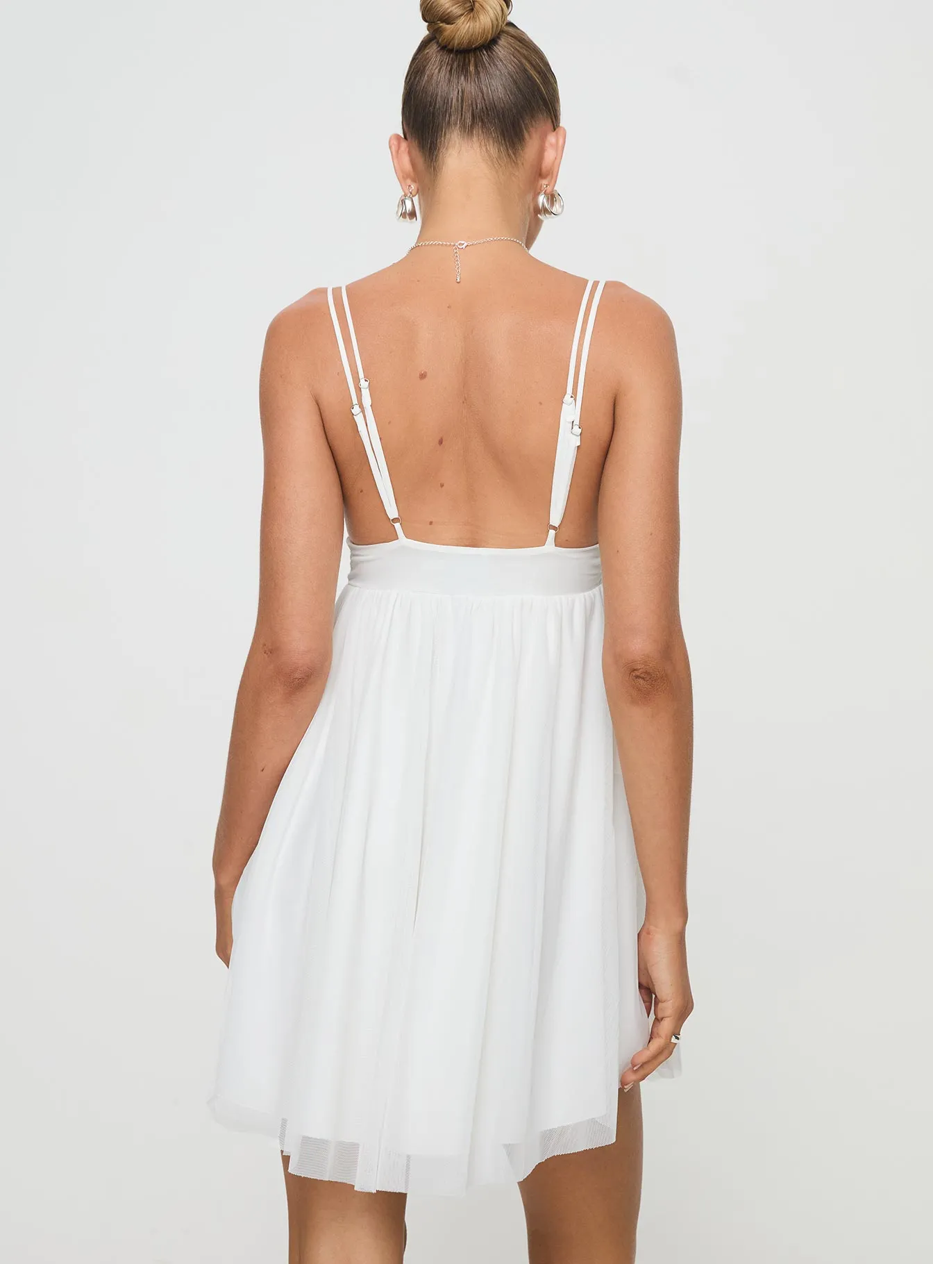 Youthful Style Pop Soft Corella Mini Dress White