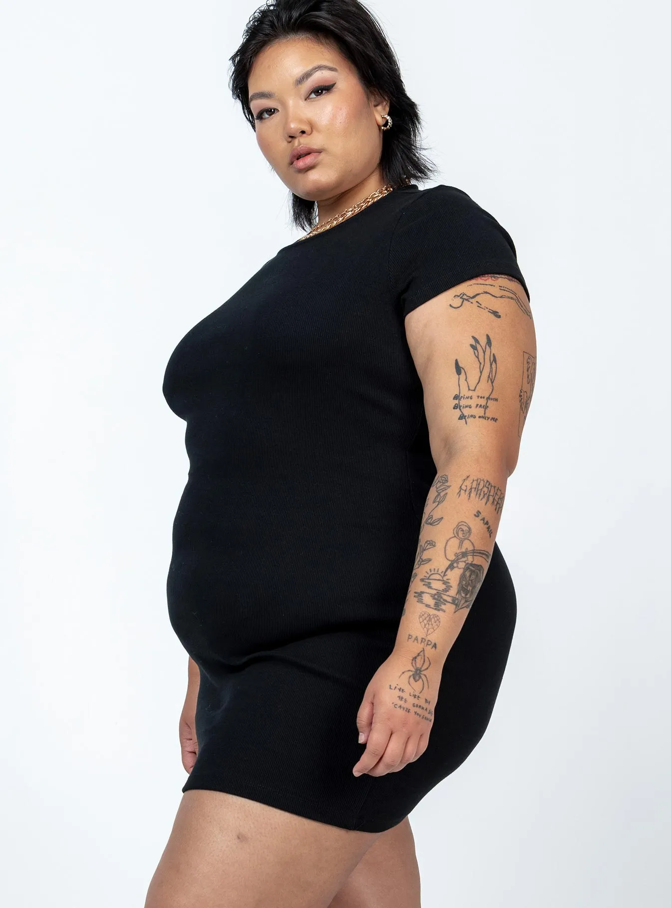 Classic Mini Dress Black Curve Ventilated Underarm Panels