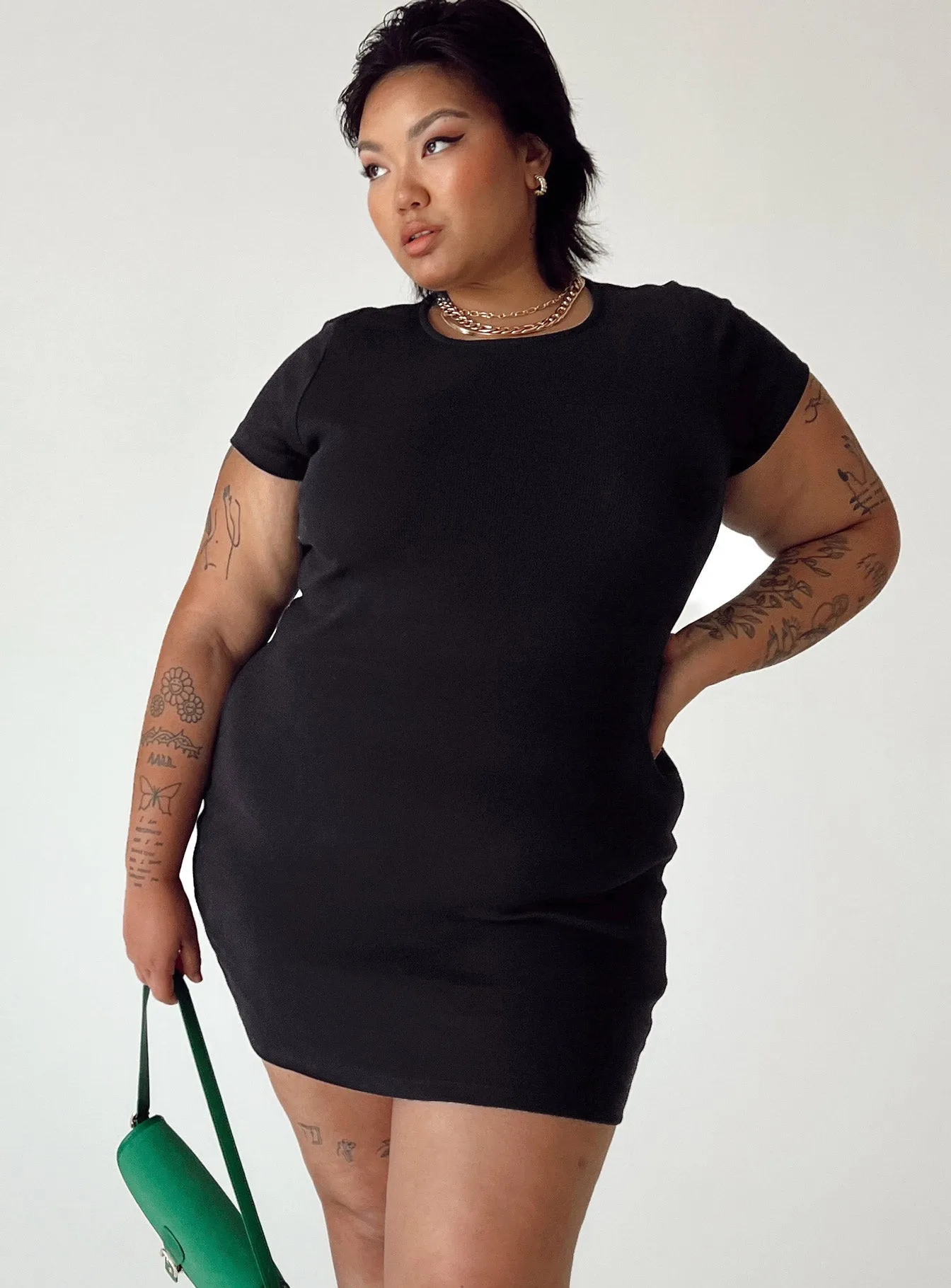 High Thread Count Cotton Flirty summer piece Classic Mini Dress Black Curve