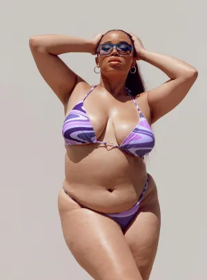 Smiley Bikini Bottoms Purple Curve Non Chafing Edges Moisture Wicking Fabric