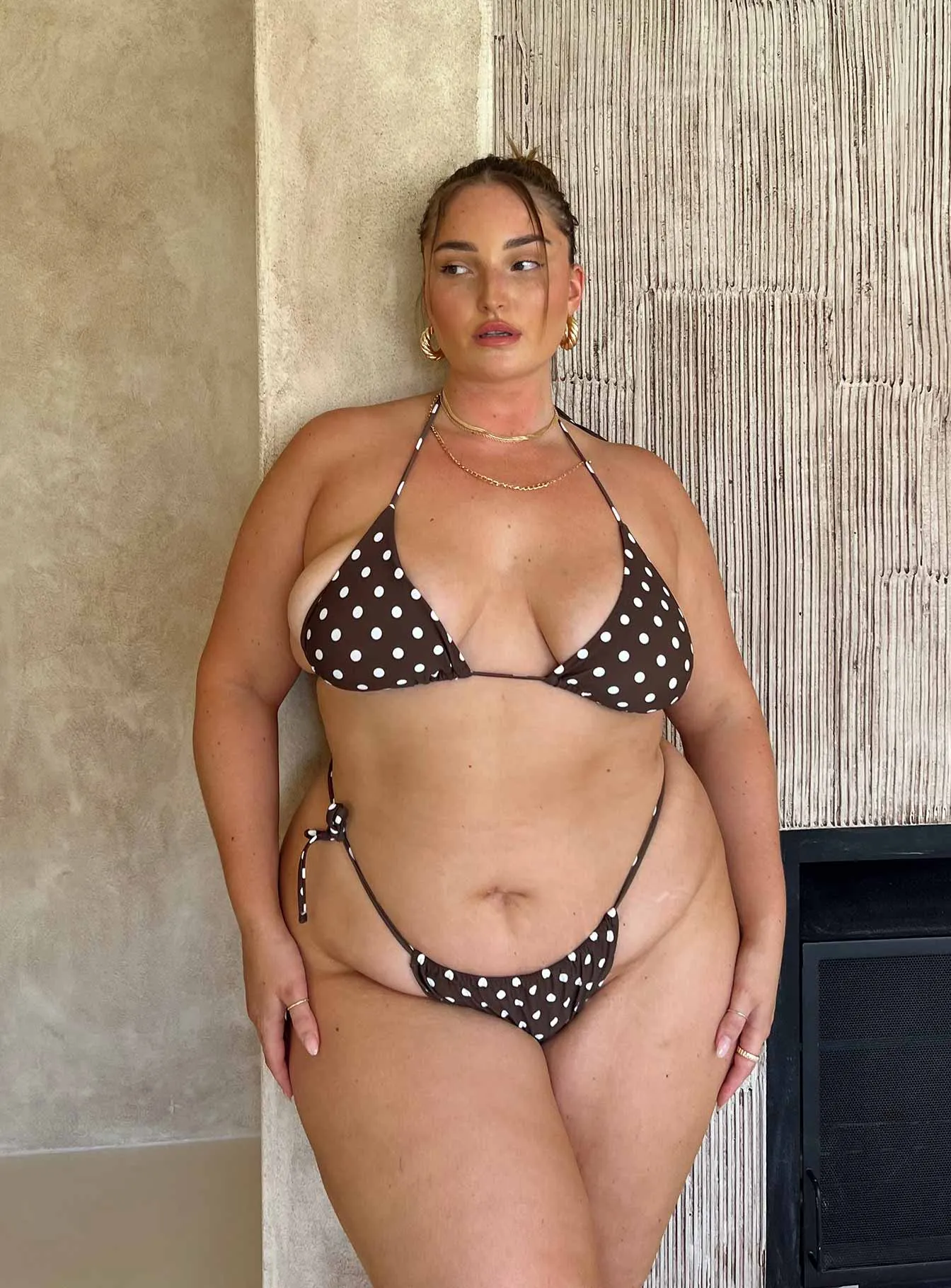Ergonomic Contour Design Water Resistant Fabric Claire Bikini Bottoms Brown Spot Curve
