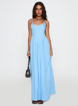 Palisades Tie Up Maxi Dress Blue Relaxed fit formal wear Layer Glow