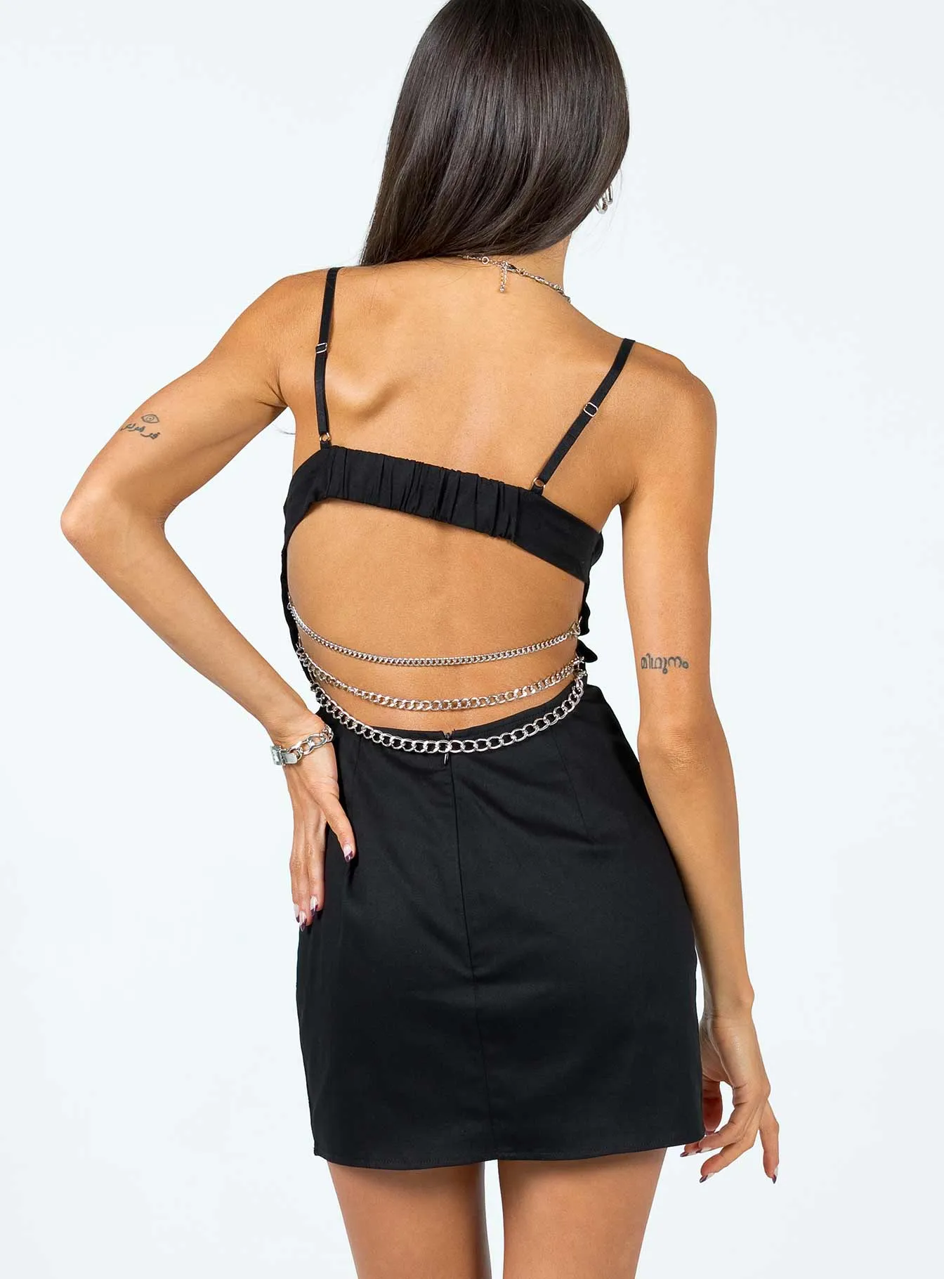 Fun floral mini VIP Chain Mini Dress Black