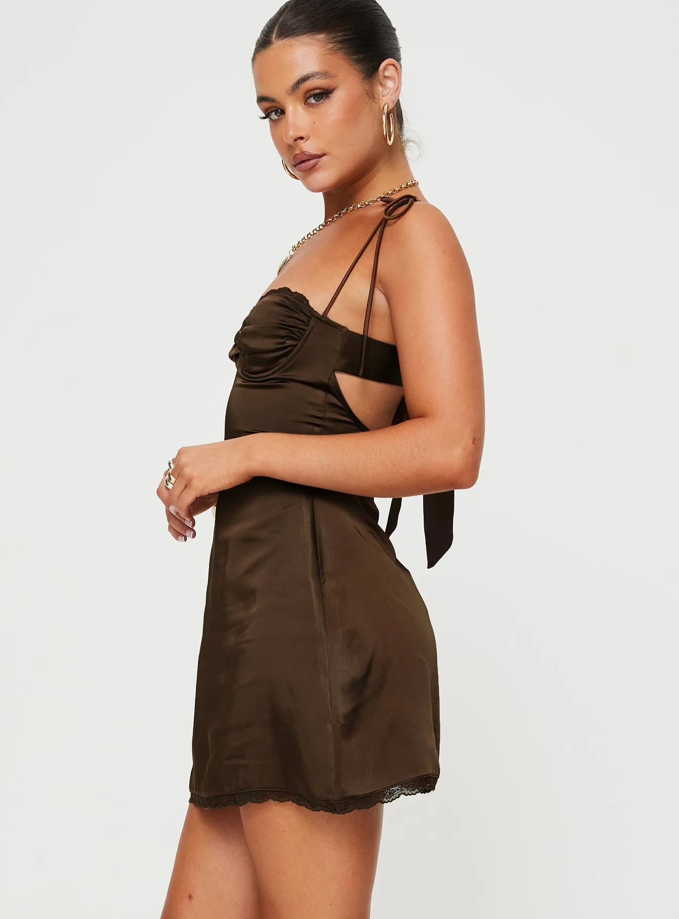 Wayzer Mini Dress Chocolate Butterfly Sleeve Option