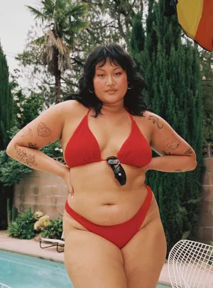 Reinforced Seams Compression Fit Lining Blanca Bikini Top Red Curve