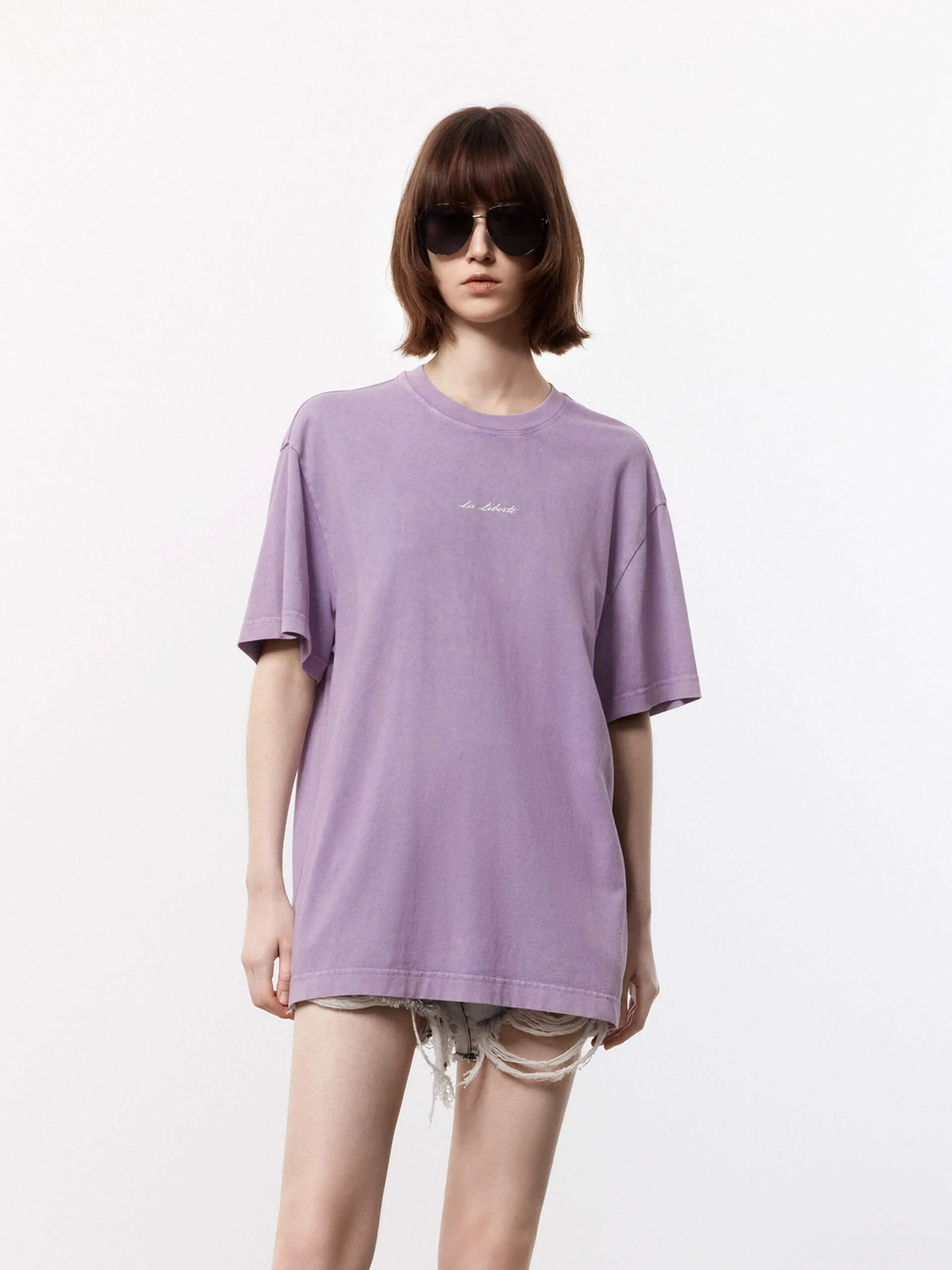 Cartoon Print Loose T-shirt Rayon blend