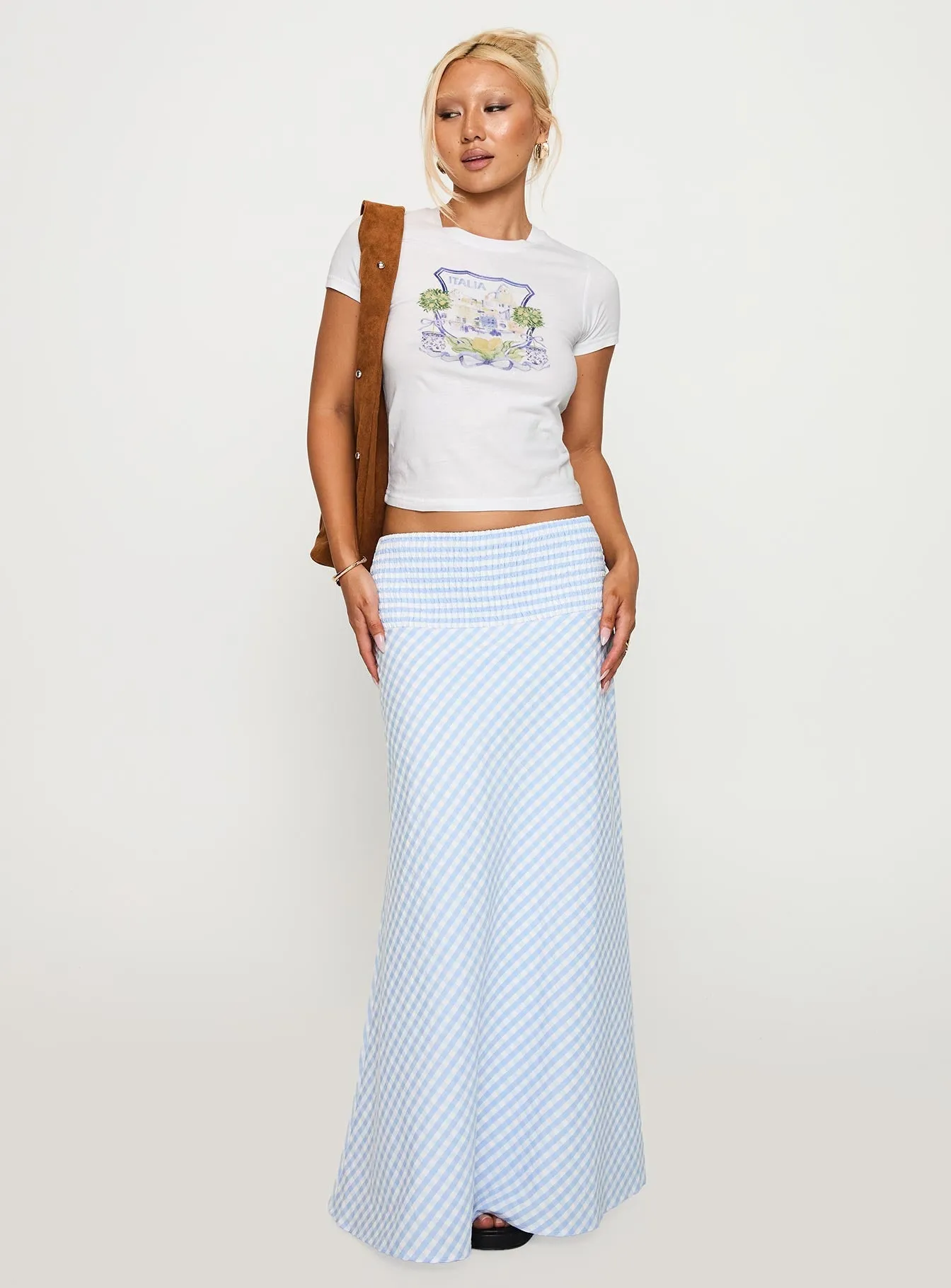 weekday wear Trendy Comfort Fit Italia Lemon Bow Graphic Top White