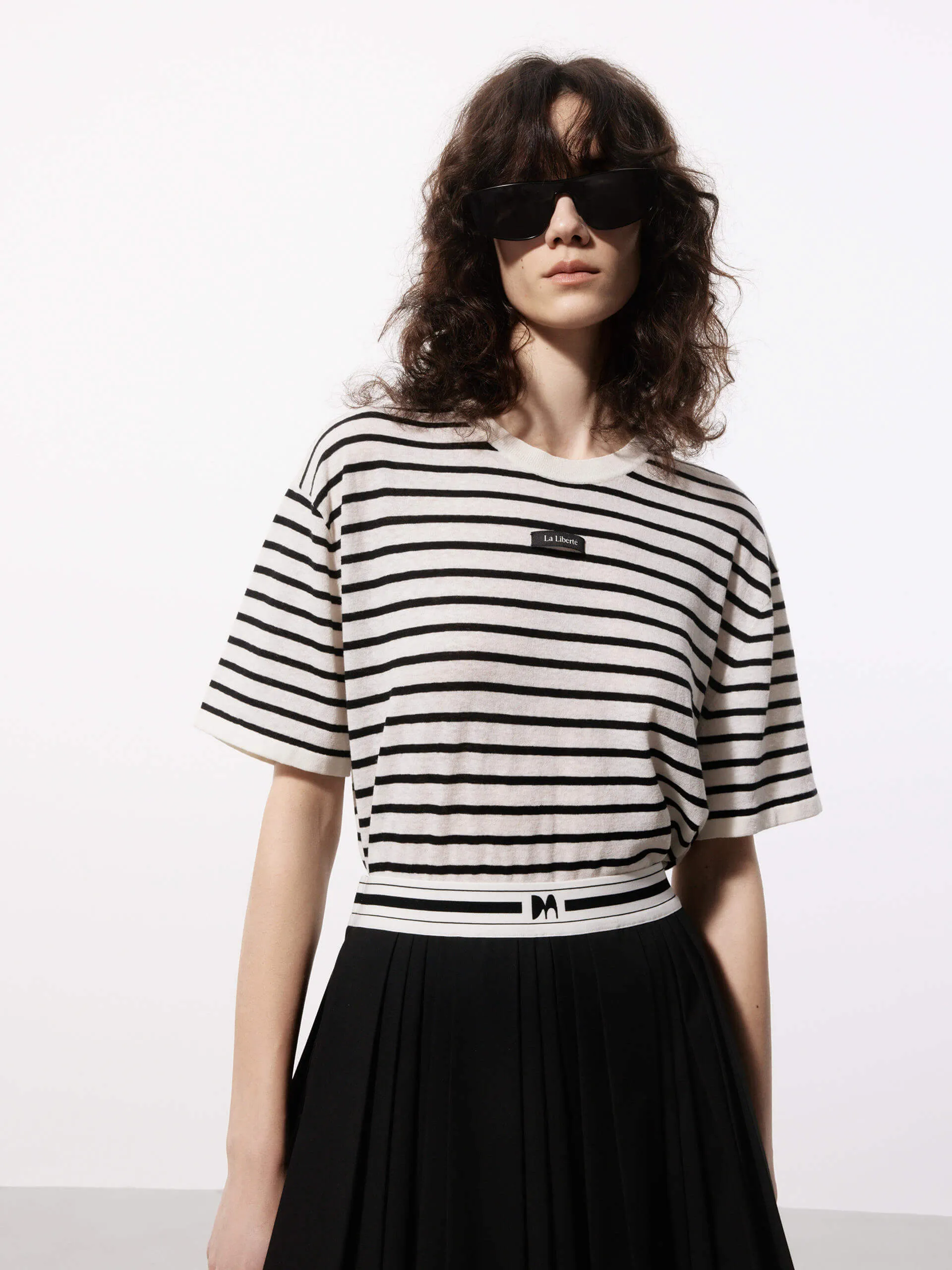 Reinforced Hems Include Linen Striped T-shirt