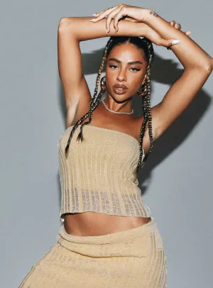 Soft Wool Recycled Polyester Fabric Hendon Tube Top Beige