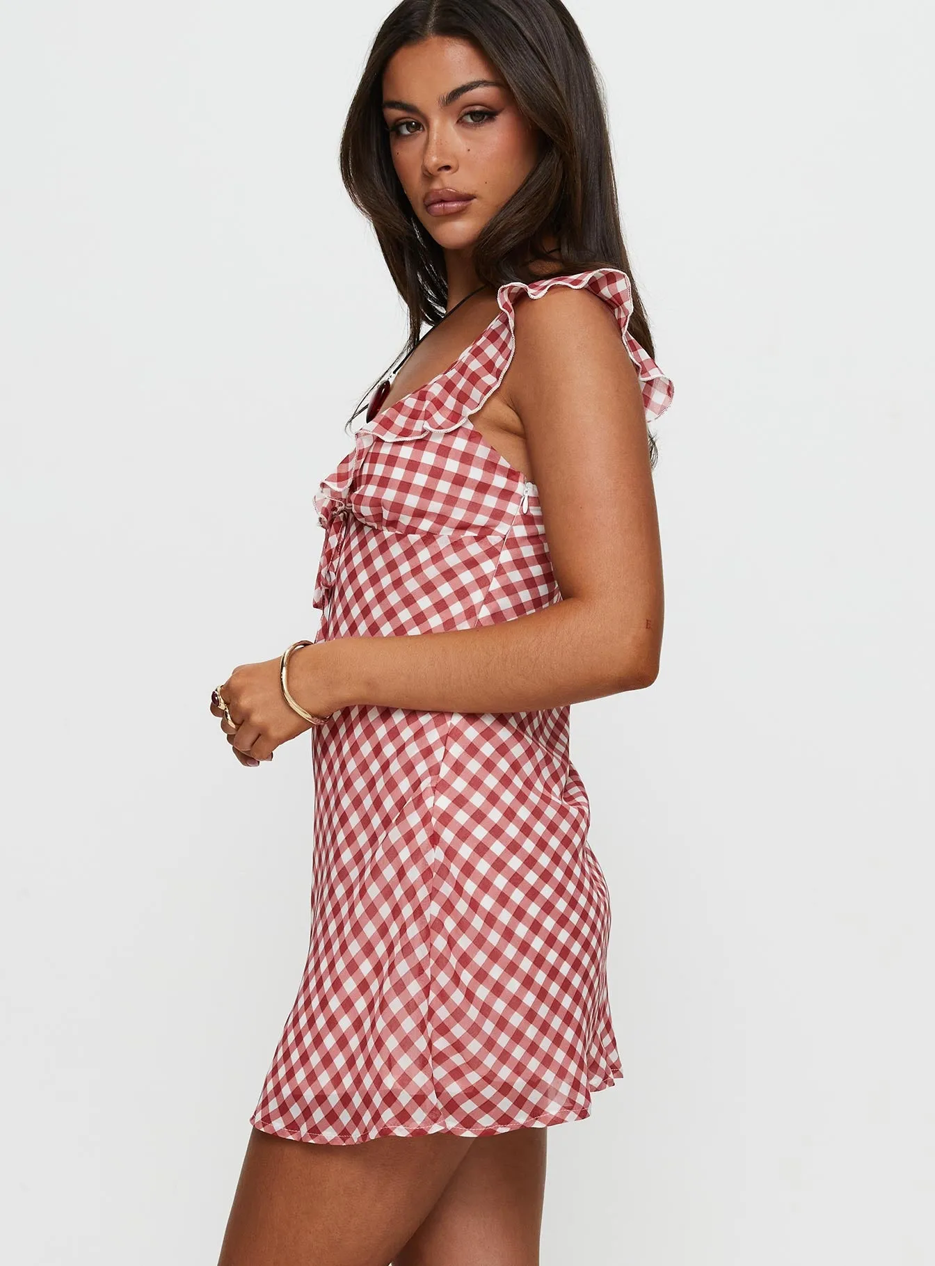 Stage Light Marseilla Mini Dress Red Check