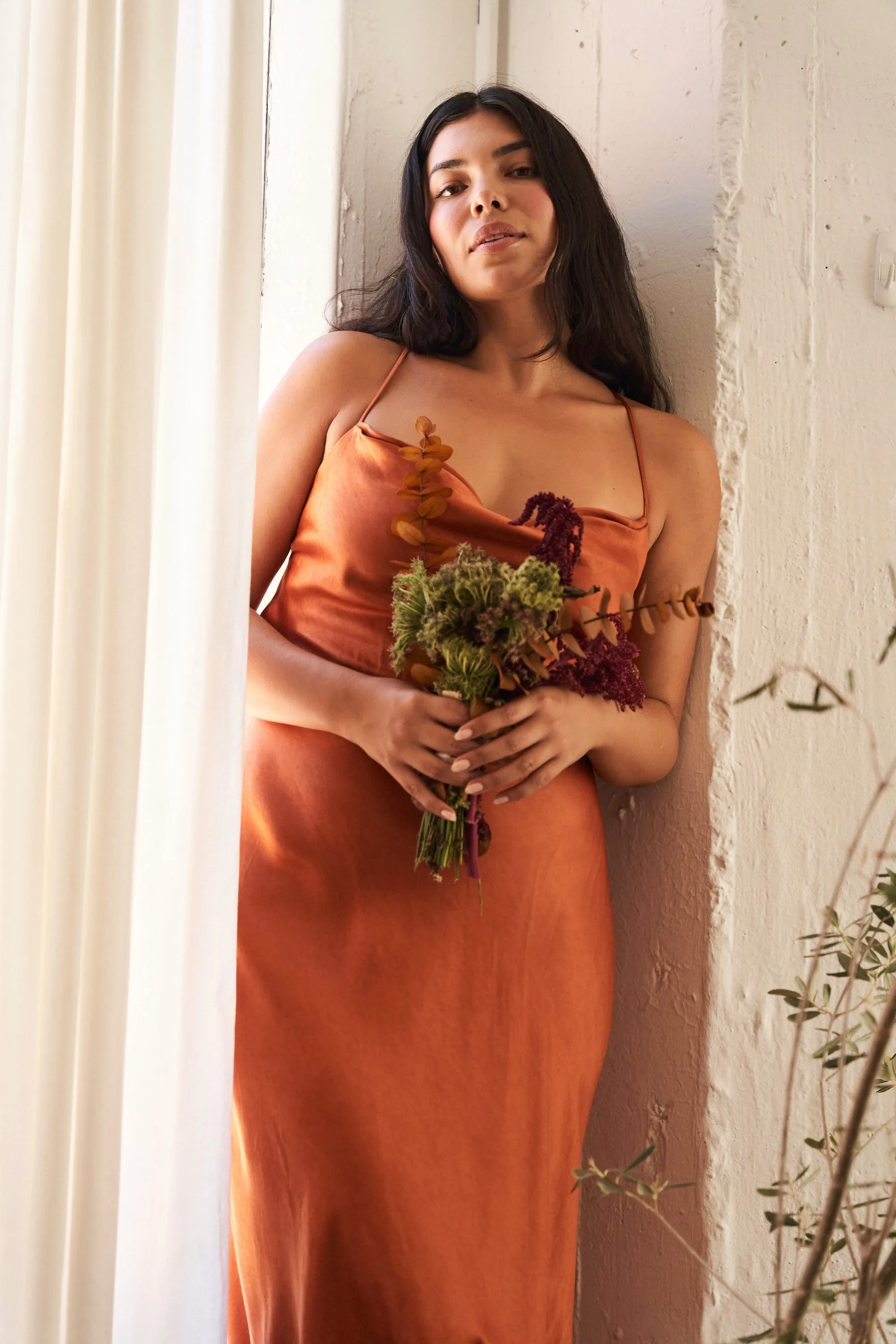 Flexible Fabric Blend Camille Dress - Rust
