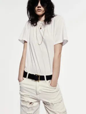 Cotton Drop Shoulders T-shirt Chic Casual Wear