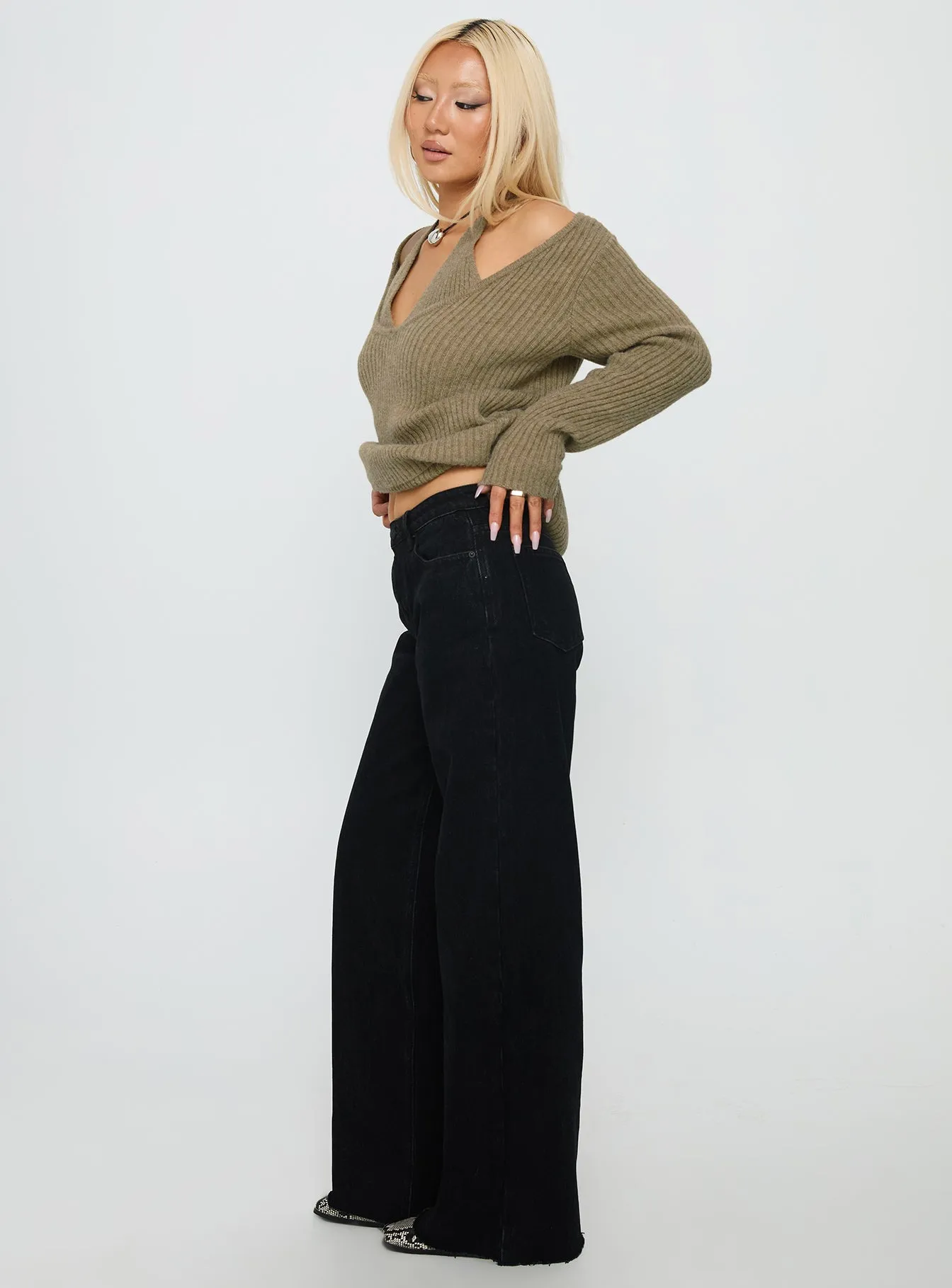 Style Upgrade Darla Low Rise Straight Leg Jeans Washed Black