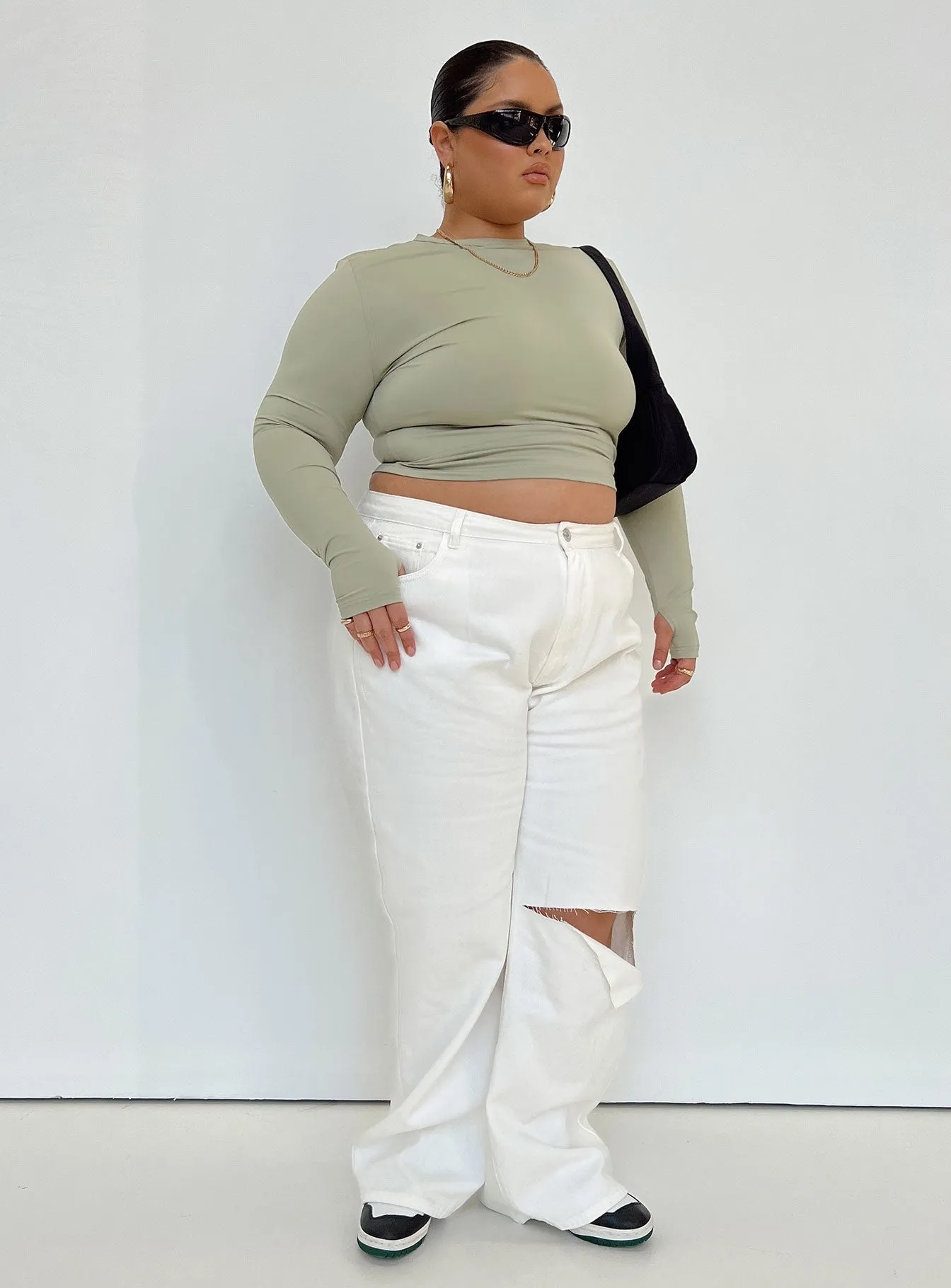 Sevina Wide Leg Denim Jeans White Curve Eco Friendly Dye Process