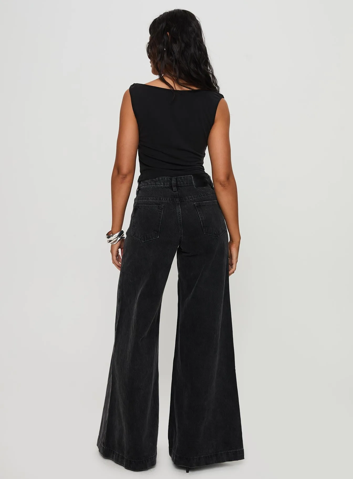 Go Out Style Road Trip Casual Friday Home Comfort Toby Low Rise Baggy Jeans Charcoal