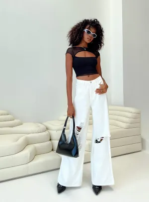 Chavez Wide Leg Jeans White Denim Shopping Day Vibrant Office Wear Sunny Vibes Teen Outfit Summer Vibes