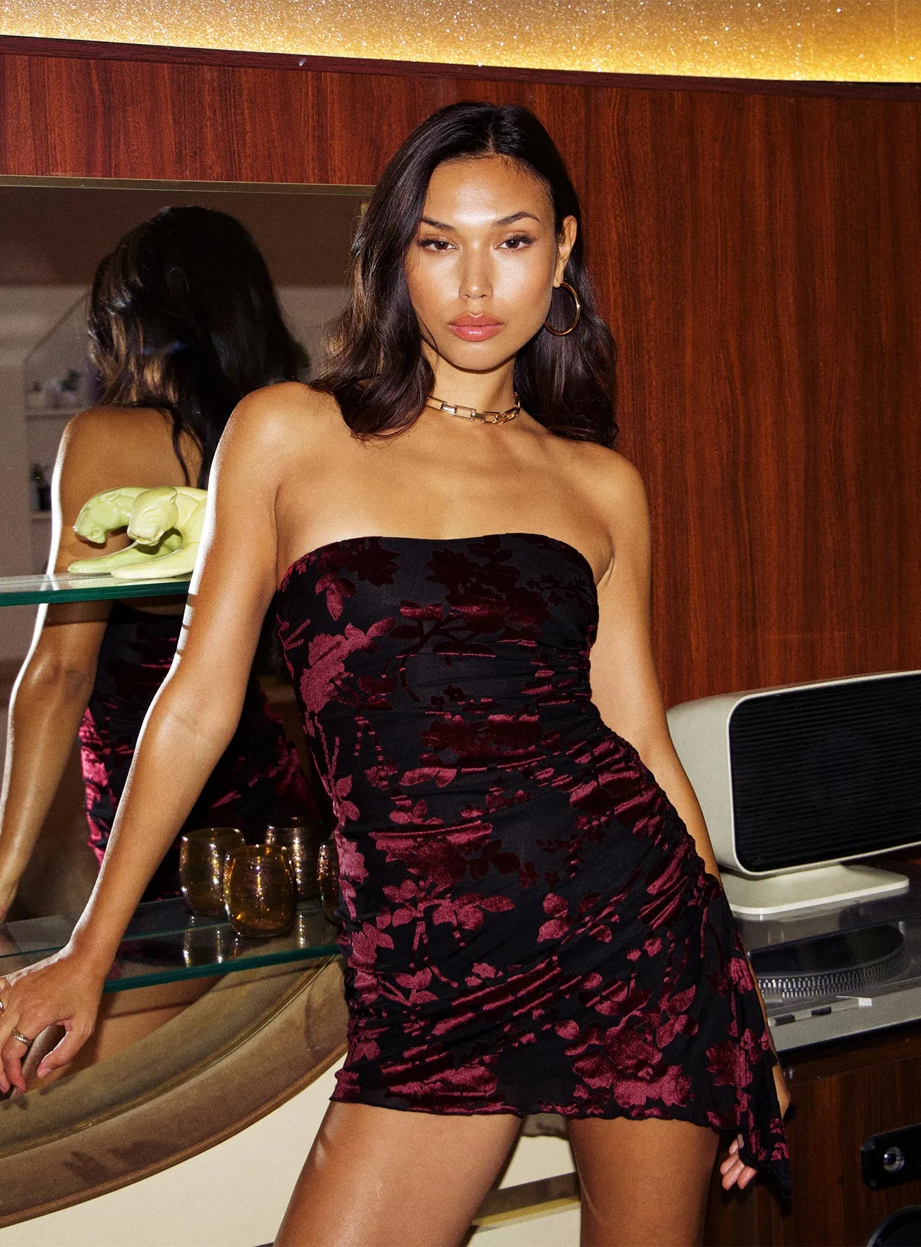 Donelli Mini Dress Black / Floral Chic Appeal Hot Star